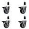 Service Caster 4'' Maroon Poly Swivel 1-1/2'' Expanding Stem Caster Set with Brake, 4PK SCC-EX20S414-PPUB-MRN-PLB-112-4 - alternate 1